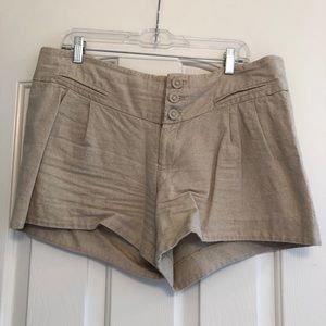 Anthropologie khaki linen blend shorts